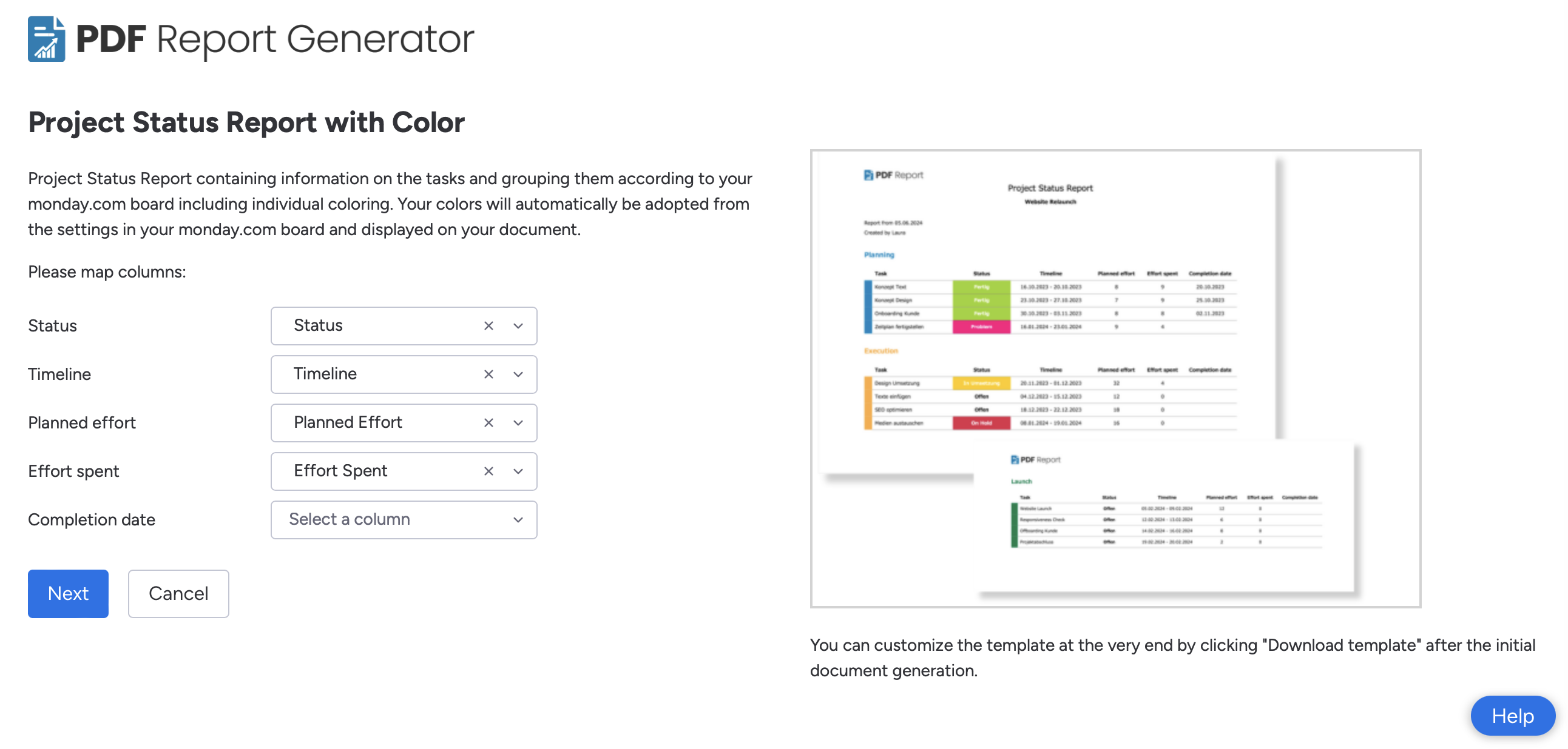 PDF Report Generator Predefined Templates