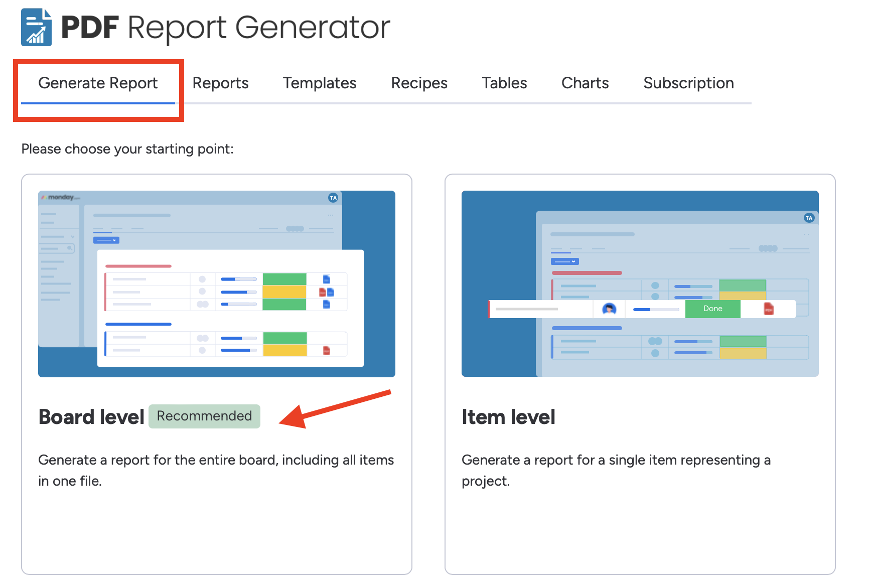 PDF Report Generator Board Level